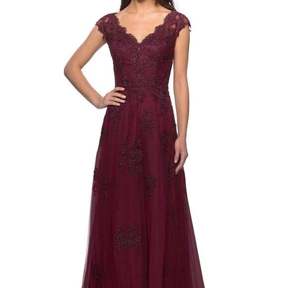 La Femme Dresses & Skirts - NWT La Femme 26942SC Tulle  Mother of the Bride Dress Burgundy Size 6 and 16